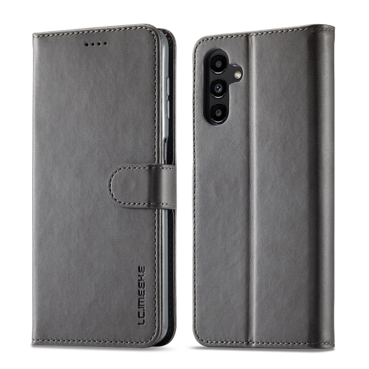 For Samsung Galaxy S24 FE 5G LC.IMEEKE Calf Texture Leather Phone Case(Grey) - free shipping - PMC Jewellery - Order now!