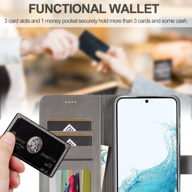 For Samsung Galaxy S24 FE 5G LC.IMEEKE Calf Texture Leather Phone Case(Grey) - free shipping - PMC Jewellery - Order now!