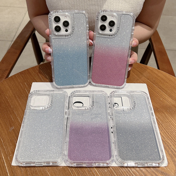For iPhone 16 Pro TPU + PC + Glitter Paper Full Coverage Phone Case(Blue) - iPhone 16 Pro Cases by PMC TechLife | Online Shopping South Africa | PMC TechLife | Buy Now Pay Later Mobicred