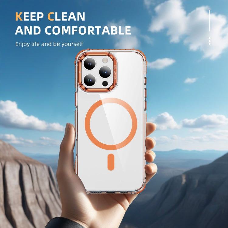 For iPhone 16 Pro Max Rainbow Series Transparent MagSafe Lens Holder Phone Case(Orange) - iPhone 16 Pro Max Cases by PMC TechLife | Online Shopping South Africa | PMC TechLife | Buy Now Pay Later Mobicred