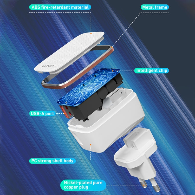 LDNIO A1204Q QC3.0 18W USB Fast Charger with 1m USB to USB-C / Type-C Cable, Plug Type:UK Plug(White Gold) - USB Charger by LDNIO | Online Shopping South Africa | PMC TechLife | Buy Now Pay Later Mobicred