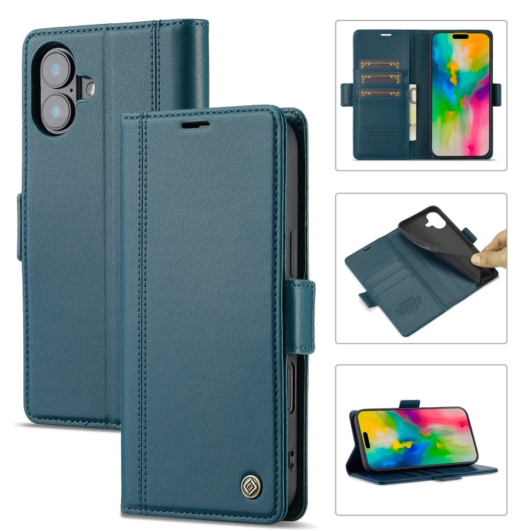 For iPhone 16 LC.IMEEKE Skin-friendly Card Slots Leather Phone Case(Blue) - iPhone 16 Cases by LC.IMEEKE | Online Shopping South Africa | PMC TechLife | Buy Now Pay Later Mobicred