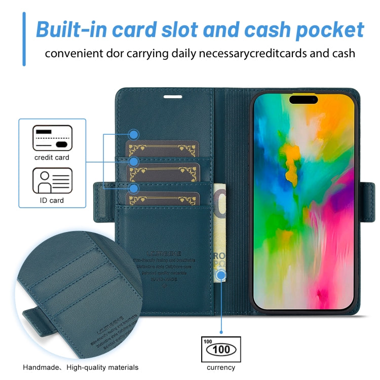 For iPhone 16 LC.IMEEKE Skin-friendly Card Slots Leather Phone Case(Blue) - iPhone 16 Cases by LC.IMEEKE | Online Shopping South Africa | PMC TechLife | Buy Now Pay Later Mobicred