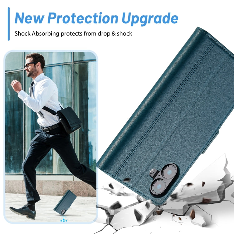 For iPhone 16 LC.IMEEKE Skin-friendly Card Slots Leather Phone Case(Blue) - iPhone 16 Cases by LC.IMEEKE | Online Shopping South Africa | PMC TechLife | Buy Now Pay Later Mobicred