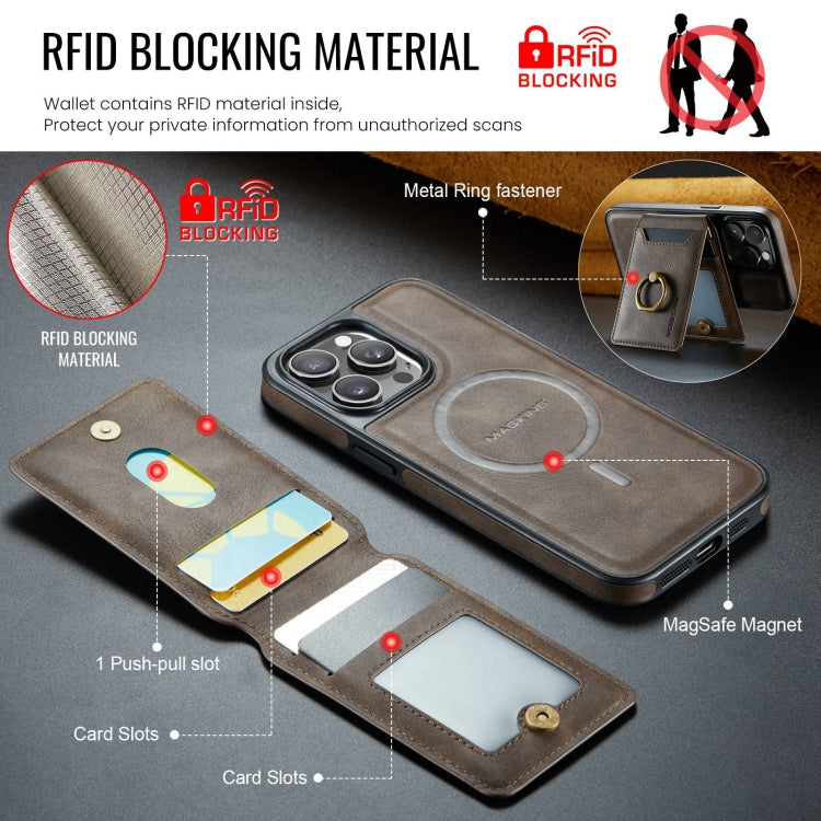 For iPhone 15 Pro DG.MING K1 MagSafe Detachable Wallet RFID Back Cover Phone Case(Coffee) - iPhone 15 Pro Cases by DG.MING | Online Shopping South Africa | PMC Jewellery | Buy Now Pay Later Mobicred