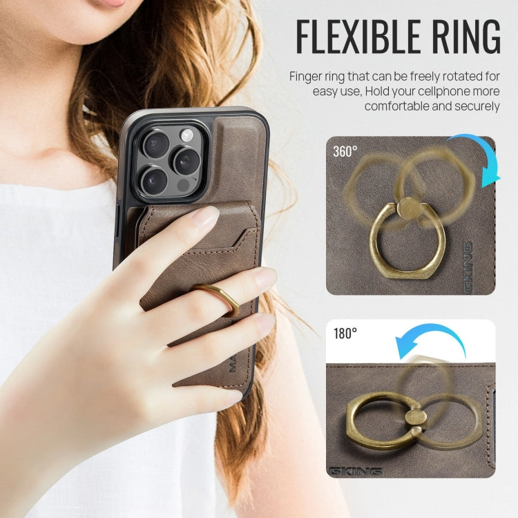 For iPhone 15 Pro MAGKING K1 MagSafe Detachable Wallet RFID Back Cover Phone Case(Coffee) - free shipping - PMC Jewellery - Order now!
