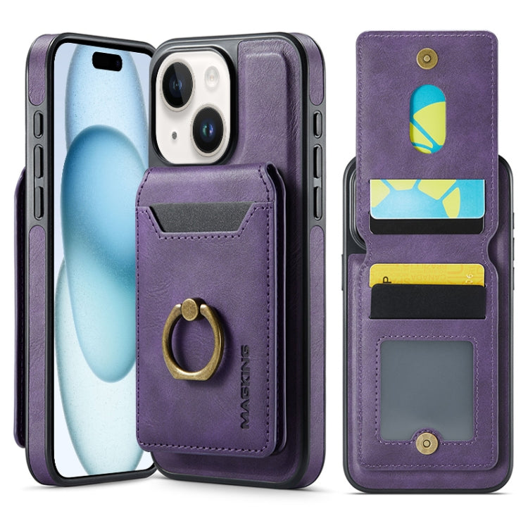 For iPhone 15 DG.MING K1 MagSafe Detachable Wallet RFID Back Cover Phone Case(Purple) - iPhone 15 Cases by DG.MING | Online Shopping South Africa | PMC Jewellery | Buy Now Pay Later Mobicred