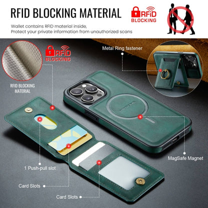 For iPhone 13 Pro Max DG.MING K1 MagSafe Detachable Wallet RFID Back Cover Phone Case(Green) - iPhone 13 Pro Max Cases by DG.MING | Online Shopping South Africa | PMC Jewellery | Buy Now Pay Later Mobicred