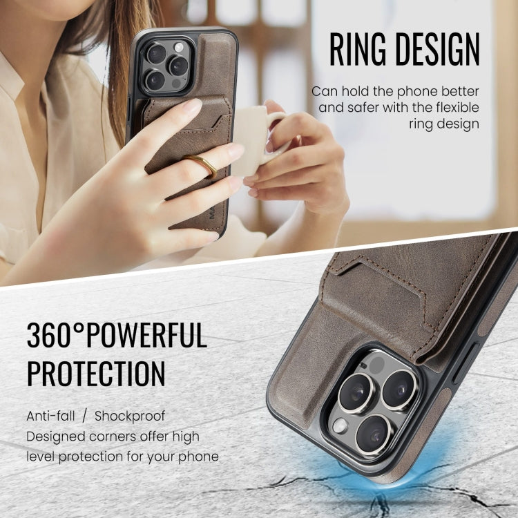 For iPhone 12 Pro DG.MING K1 MagSafe Detachable Wallet RFID Back Cover Phone Case(Coffee) - iPhone 12 / 12 Pro Cases by DG.MING | Online Shopping South Africa | PMC Jewellery | Buy Now Pay Later Mobicred