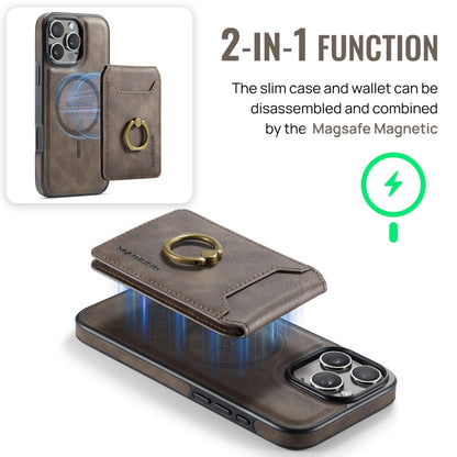 For iPhone 16 Pro DG.MING K1 MagSafe Detachable Wallet RFID Back Cover Phone Case(Coffee) - iPhone 16 Pro Cases by DG.MING | Online Shopping South Africa | PMC Jewellery | Buy Now Pay Later Mobicred