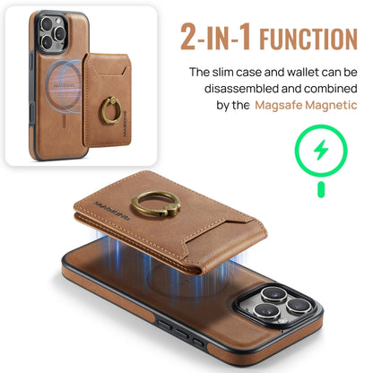 For iPhone 16 Pro DG.MING K1 MagSafe Detachable Wallet RFID Back Cover Phone Case(Brown) - iPhone 16 Pro Cases by DG.MING | Online Shopping South Africa | PMC Jewellery | Buy Now Pay Later Mobicred