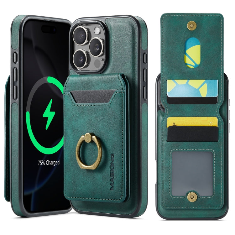 For iPhone 16 Pro DG.MING K1 MagSafe Detachable Wallet RFID Back Cover Phone Case(Green) - iPhone 16 Pro Cases by DG.MING | Online Shopping South Africa | PMC Jewellery | Buy Now Pay Later Mobicred