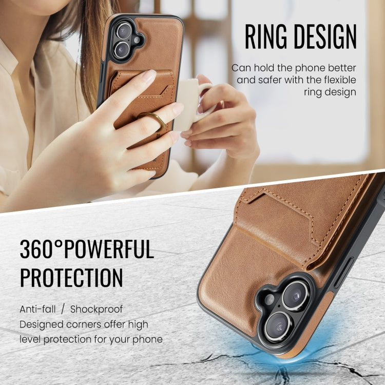 For iPhone 16 Plus DG.MING K1 MagSafe Detachable Wallet RFID Back Cover Phone Case(Brown) - iPhone 16 Plus Cases by DG.MING | Online Shopping South Africa | PMC Jewellery | Buy Now Pay Later Mobicred