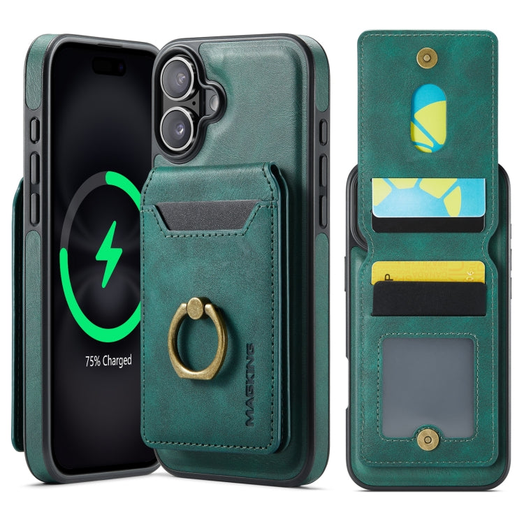 For iPhone 16 Plus DG.MING K1 MagSafe Detachable Wallet RFID Back Cover Phone Case(Green) - iPhone 16 Plus Cases by DG.MING | Online Shopping South Africa | PMC Jewellery | Buy Now Pay Later Mobicred