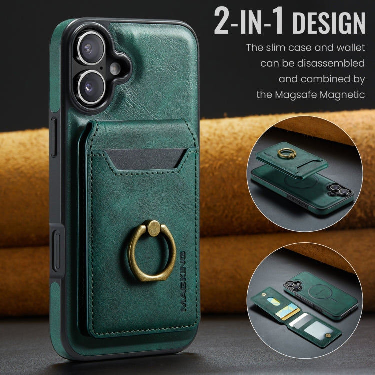 For iPhone 16 Plus DG.MING K1 MagSafe Detachable Wallet RFID Back Cover Phone Case(Green) - iPhone 16 Plus Cases by DG.MING | Online Shopping South Africa | PMC Jewellery | Buy Now Pay Later Mobicred