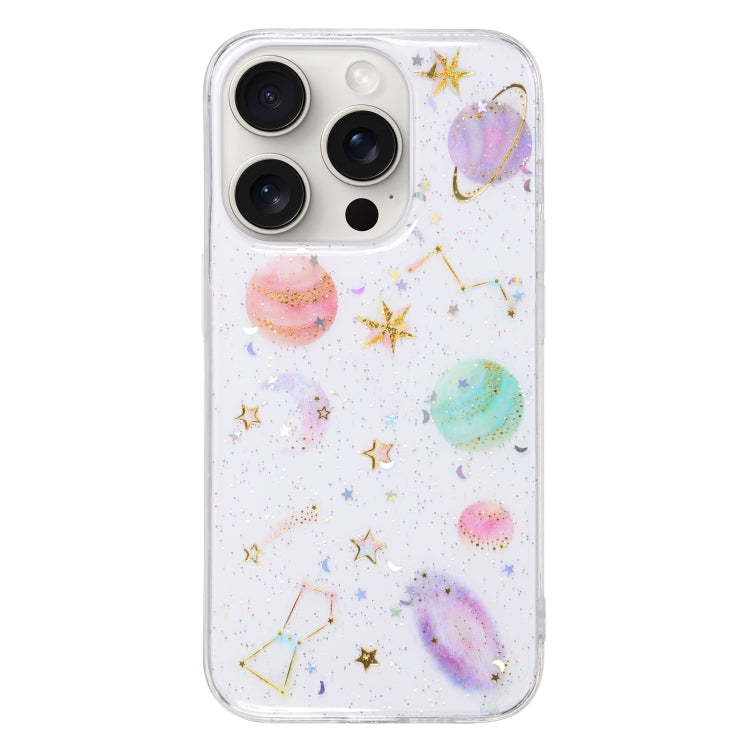 For iPhone 16 Pro Max Cosmic Star Glitter Epoxy TPU Phone Case(Transparent Purple) - iPhone 16 Pro Max Cases by PMC TechLife | Online Shopping South Africa | PMC TechLife | Buy Now Pay Later Mobicred