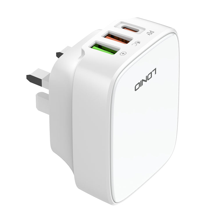 LDNIO Q334 32W Type-C + Dual USB Port Charger with 1m Micro USB Data Cable, Plug Type:UK Plug(White) - USB Charger by LDNIO | Online Shopping South Africa | PMC Jewellery | Buy Now Pay Later Mobicred