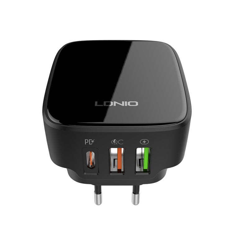 LDNIO Q334 32W Type-C + Dual USB Port Charger with 1m USB-C / Type-C Data Cable, Plug Type:EU Plug(Black) - USB Charger by LDNIO | Online Shopping South Africa | PMC Jewellery | Buy Now Pay Later Mobicred