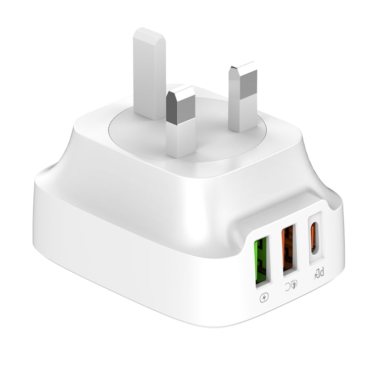 LDNIO Q334 32W Type-C + Dual USB Port Charger with 1m USB-C / Type-C to USB-C / Type-C Data Cable, Plug Type:UK Plug(White) - free shipping - PMC Jewellery - Order now!