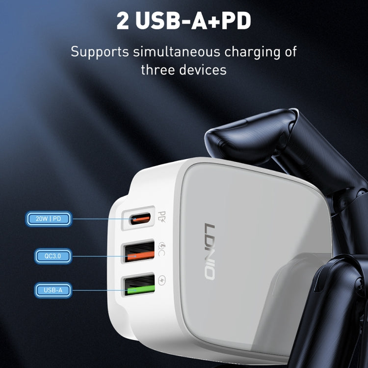 LDNIO Q334 32W Type-C + Dual USB Port Charger with 1m USB-C / Type-C to USB-C / Type-C Data Cable, Plug Type:UK Plug(White) - USB Charger by LDNIO | Online Shopping South Africa | PMC Jewellery | Buy Now Pay Later Mobicred