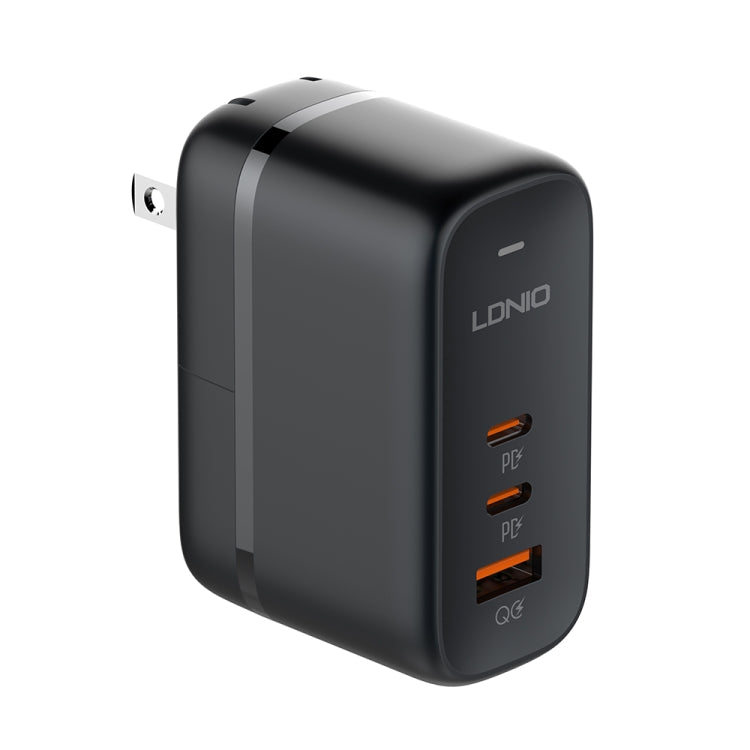 LDNIO Q366 65W USB + Dual Type-C Port Charger with 1m USB-C / Type-C to USB-C / Type-C Data Cable, Plug Type:US Plug(Black) - USB Charger by LDNIO | Online Shopping South Africa | PMC Jewellery | Buy Now Pay Later Mobicred