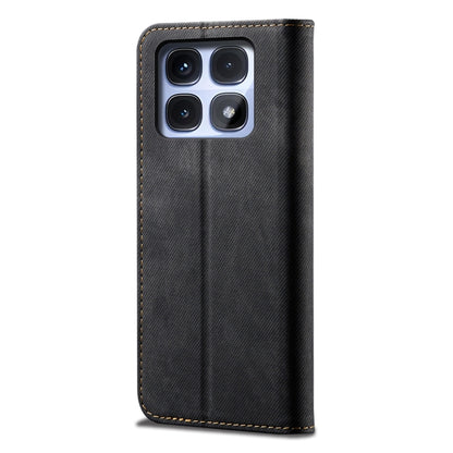 For Redmi K70 Ultra 5G Denim Texture Casual Style Horizontal Flip Leather Case(Black) - Xiaomi Cases by PMC Jewellery | Online Shopping South Africa | PMC Jewellery | Buy Now Pay Later Mobicred