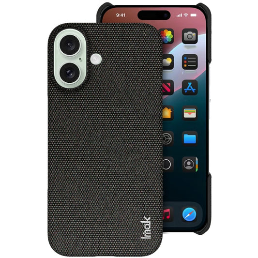 For iPhone 16 imak Ruiyi Series Cloth Texture PU + PC Phone Case(Black) - iPhone 16 Cases by imak | Online Shopping South Africa | PMC Jewellery | Buy Now Pay Later Mobicred