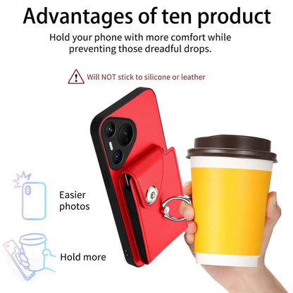 For Huawei Pura 70 Organ Card Bag Ring Holder Phone Case(Red) - Huawei Cases by PMC Jewellery | Online Shopping South Africa | PMC Jewellery | Buy Now Pay Later Mobicred