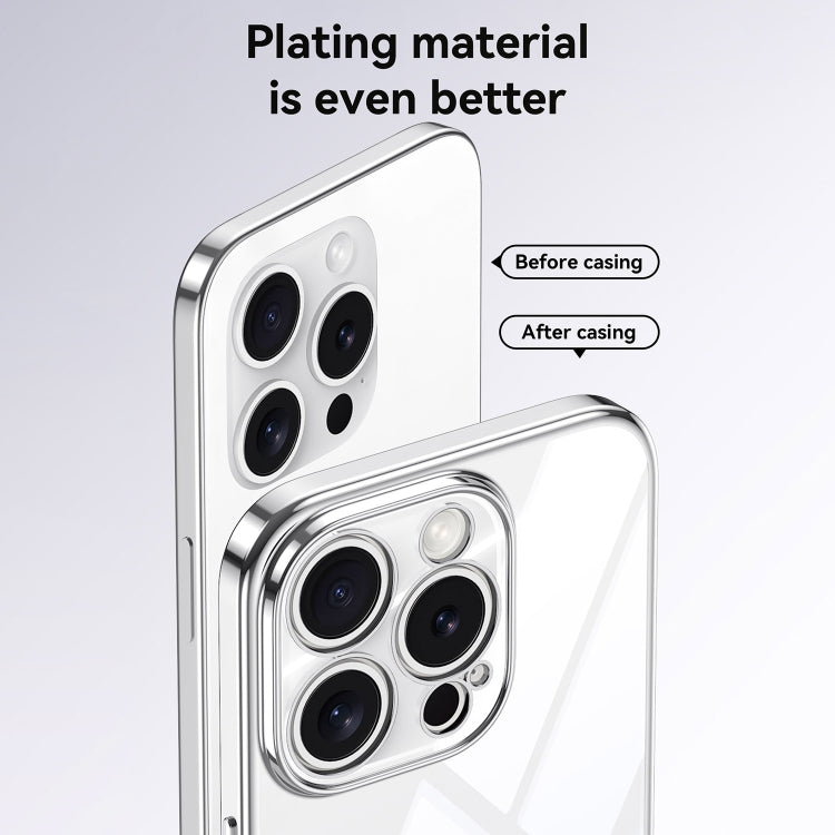 For iPhone 16 SULADA  Electroplated Clear TPU Soft Frame Phone Case with Wrist Strap(Purple) - iPhone 16 Cases by SULADA | Online Shopping South Africa | PMC Jewellery | Buy Now Pay Later Mobicred
