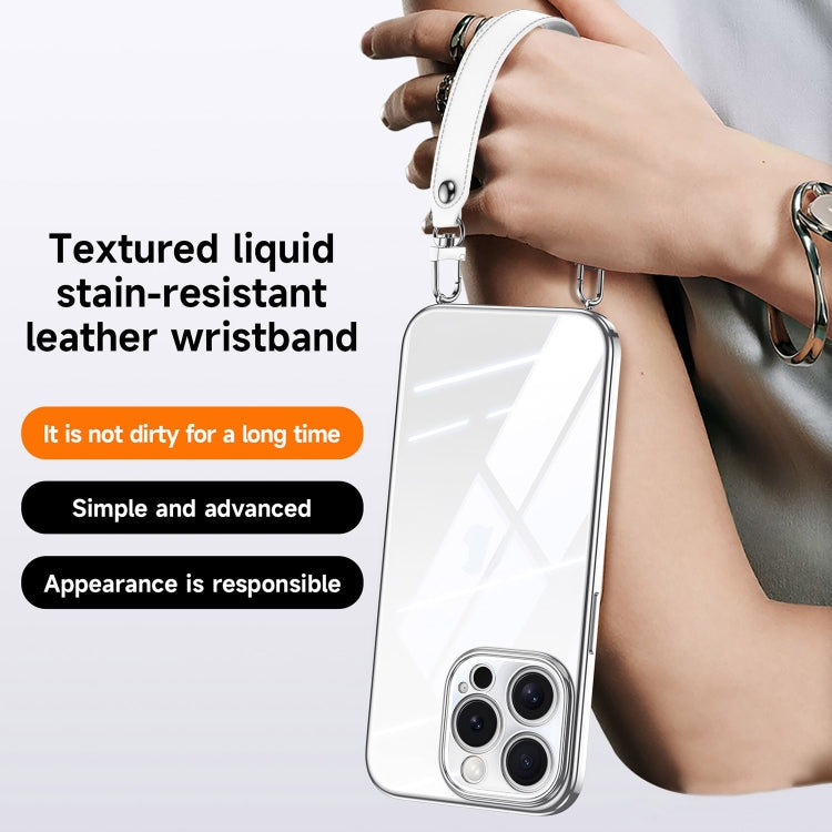 For iPhone 16 Pro Max SULADA  Electroplated Clear TPU Soft Frame Phone Case with Wrist Strap(Purple) - free shipping - PMC Jewellery - Order now!