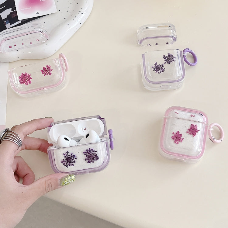 For AirPods Pro Glitter Snowflake Epoxy Dried Flowers Earbuds Box TPU Case(Green) - For AirPods Pro by PMC Jewellery | Online Shopping South Africa | PMC Jewellery | Buy Now Pay Later Mobicred