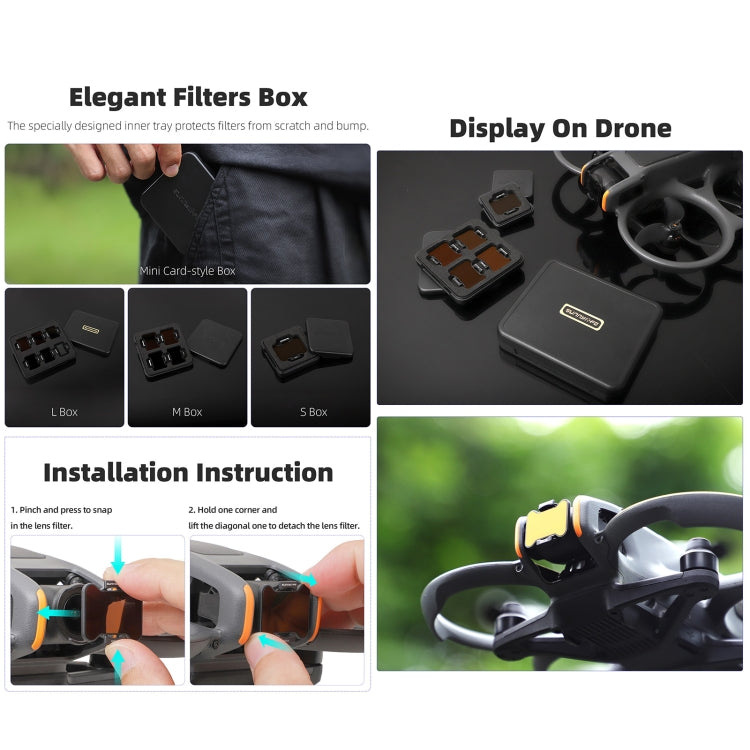 For DJI Avata 2 Sunnylife Camera Lens Filter, Filter:5 in 1 ND8/16/32/64/128 - free shipping - PMC TechLife - Order now!
