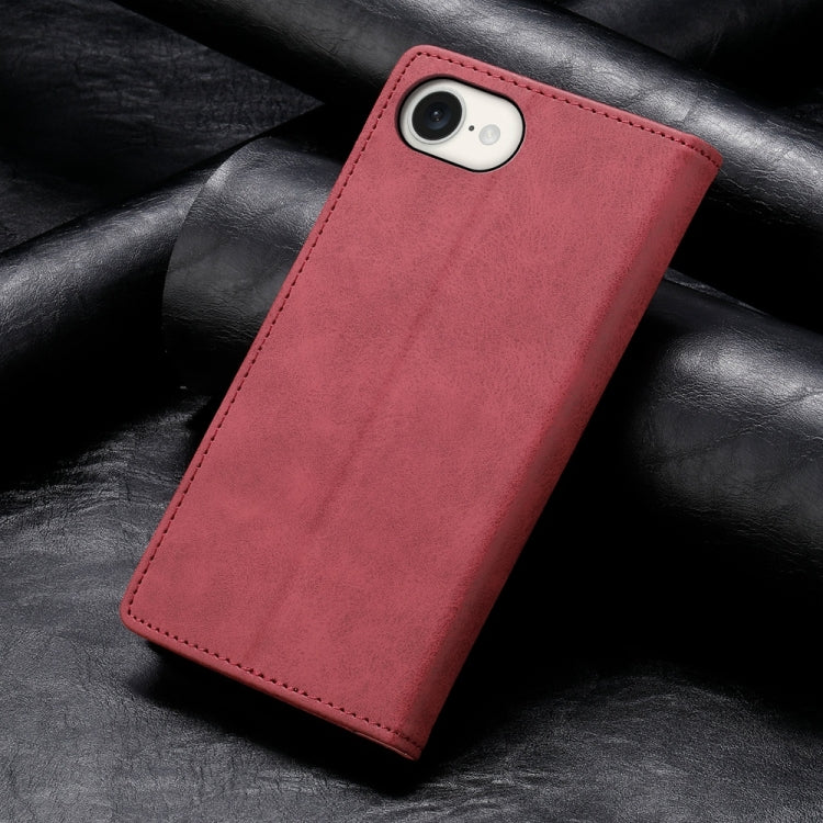 For iPhone 16e Business Solid Color Magnetic RFID Leather Phone Case(Red) - iPhone 16e Cases by PMC TechLife | Online Shopping South Africa | PMC TechLife | Buy Now Pay Later Mobicred