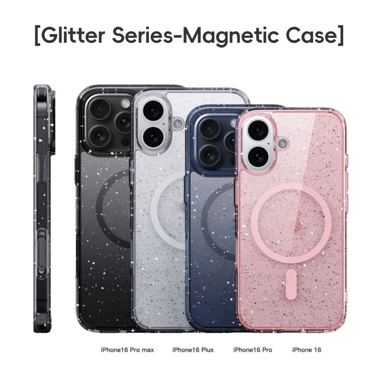 For iPhone 16 Plus Glitter Powder MagSafe Magnetic Phone Case(Transparent Pink) - free shipping - PMC Jewellery - Order now!