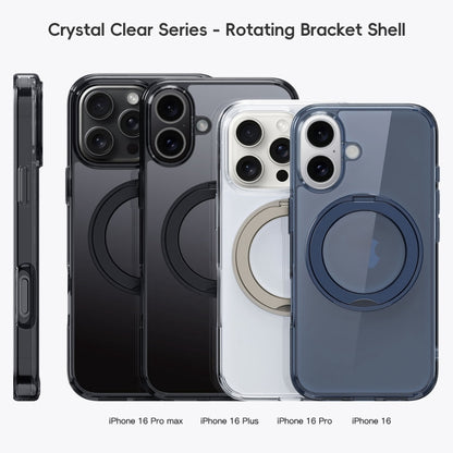 For iPhone 16 Crystal Clear MagSafe Magnetic Holder Phone Case(Transparent Titanium Blue) - iPhone 16 Cases by PMC Jewellery | Online Shopping South Africa | PMC Jewellery | Buy Now Pay Later Mobicred