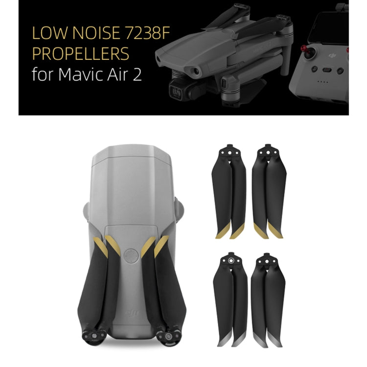 1 Pair Sunnylife 7238F-1 For DJI Mavic Air 2 Low Noise Quick-release Propellers(Gold) - DIY Propeller by Sunnylife | Online Shopping South Africa | PMC Jewellery | Buy Now Pay Later Mobicred