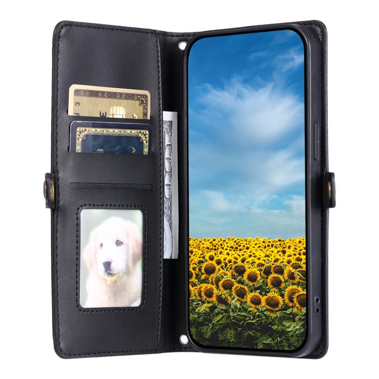 For iPhone 16e Wallet Multi-card Slot Leather Phone Case with Lanyard(Black) - free shipping - PMC TechLife - Order now!