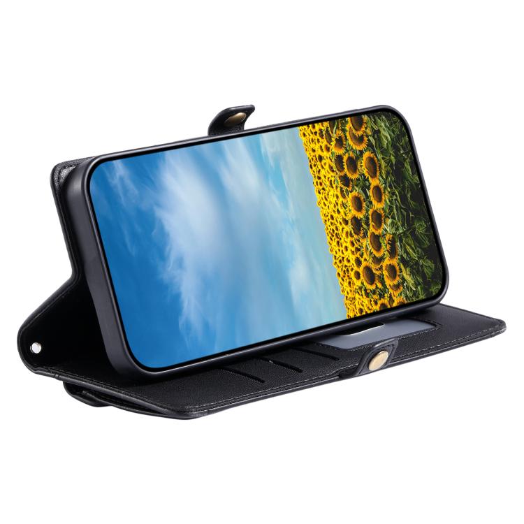 For iPhone 16e Wallet Multi-card Slot Leather Phone Case with Lanyard(Black) - free shipping - PMC TechLife - Order now!