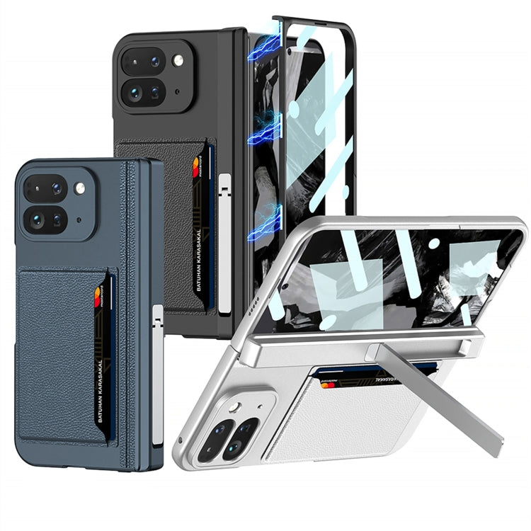 For Google Pixel 9 Pro Fold GKK Integrated Fold Hinge Card Slot Phone Case with Holder(Carbon Fiber) - Google Cases by GKK | Online Shopping South Africa | PMC Jewellery | Buy Now Pay Later Mobicred