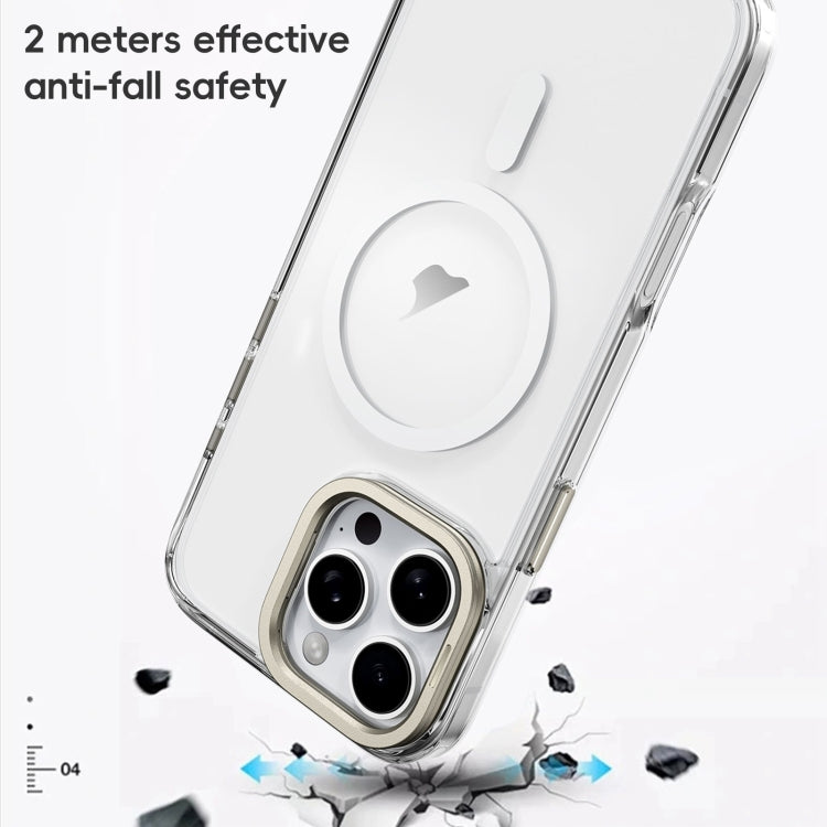 For iPhone 16 Pro Frosted Crystal Clear Lens Holder MagSafe Magnetic Phone Case(Transparent Grey) - iPhone 16 Pro Cases by PMC Jewellery | Online Shopping South Africa | PMC Jewellery | Buy Now Pay Later Mobicred