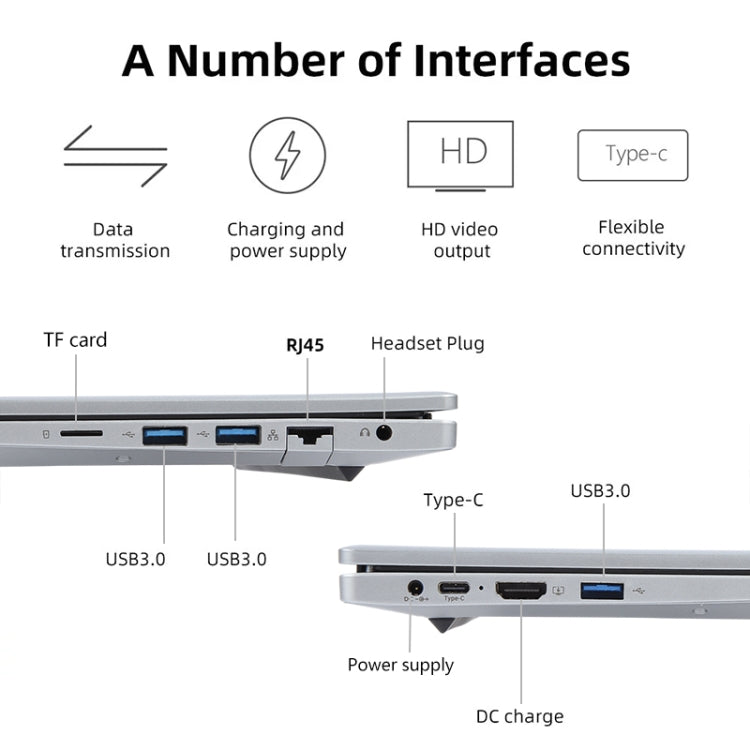 14 inch Windows 11 Laptop, 8GB+1TB, Gen 5th Intel Core i3 CPU, 180 Degree Rotation Axis(Silver) - Others by PMC Jewellery | Online Shopping South Africa | PMC Jewellery | Buy Now Pay Later Mobicred