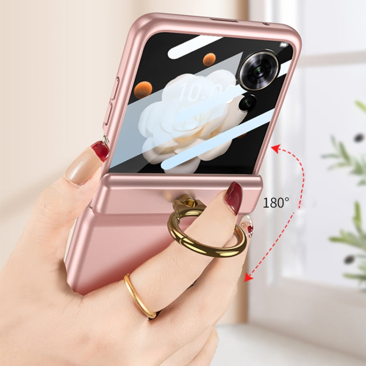 For Honor Magic V Flip GKK Integrated Magnetic Folding Hinge Full Coverage Phone Case with Ring Holder(Silver) - Honor Cases by GKK | Online Shopping South Africa | PMC Jewellery | Buy Now Pay Later Mobicred