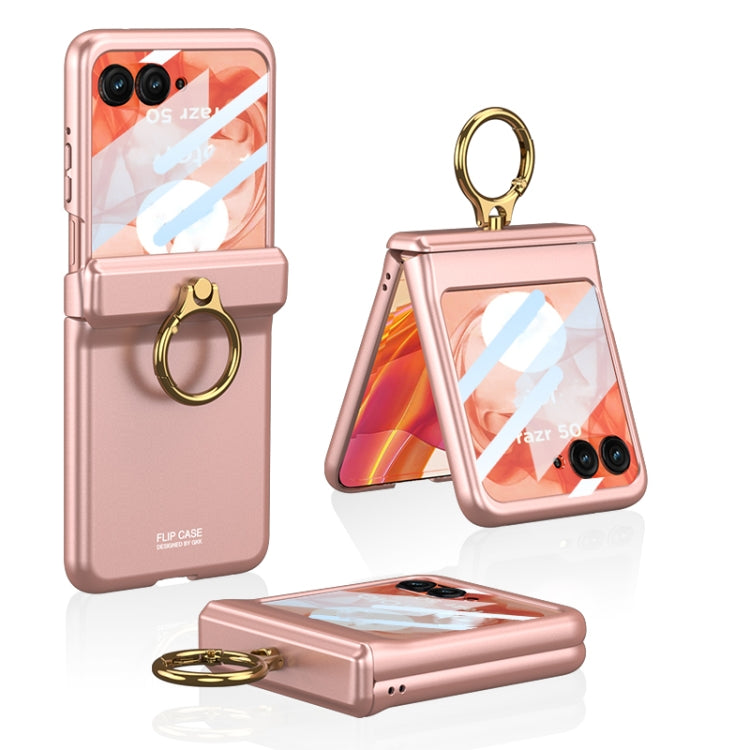 For Motorola Razr 50 GKK Integrated Magnetic Hinged Flip Case with Ring Holder(Pink) - Motorola Cases by GKK | Online Shopping South Africa | PMC Jewellery | Buy Now Pay Later Mobicred