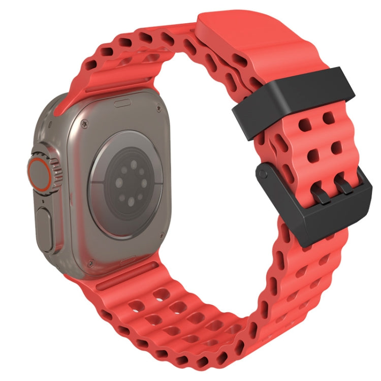 For Apple Watch SE 44mm Ocean Dual-Row Hole Silicone Watch Band(Black) - free shipping - PMc TechLife - Order now!