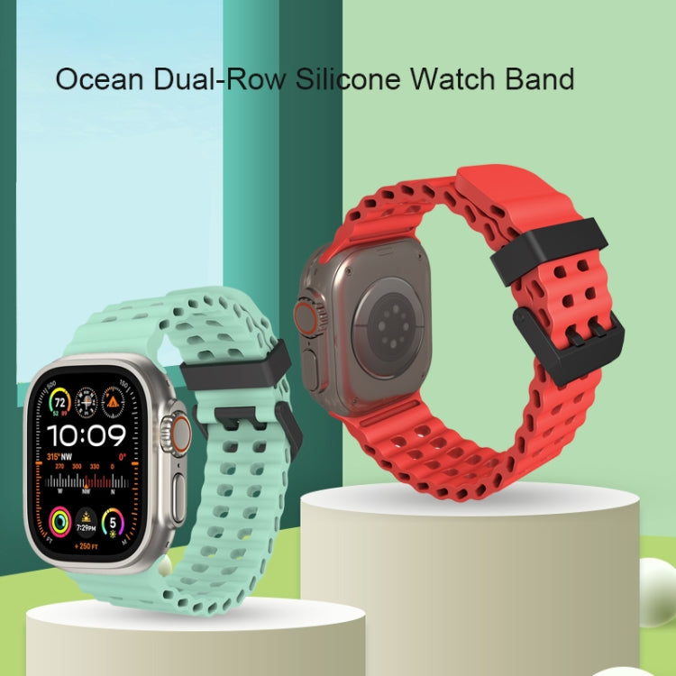 For Apple Watch SE 44mm Ocean Dual-Row Hole Silicone Watch Band(Midnight Blue) - free shipping - PMc TechLife - Order now!