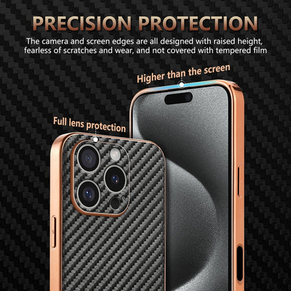 For iPhone 16 Pro Max AZNS Electroplated Edge Carbon Fiber Texture Phone Case(Black) - iPhone 16 Pro Max Cases by AZNS | Online Shopping South Africa | PMC Jewellery | Buy Now Pay Later Mobicred