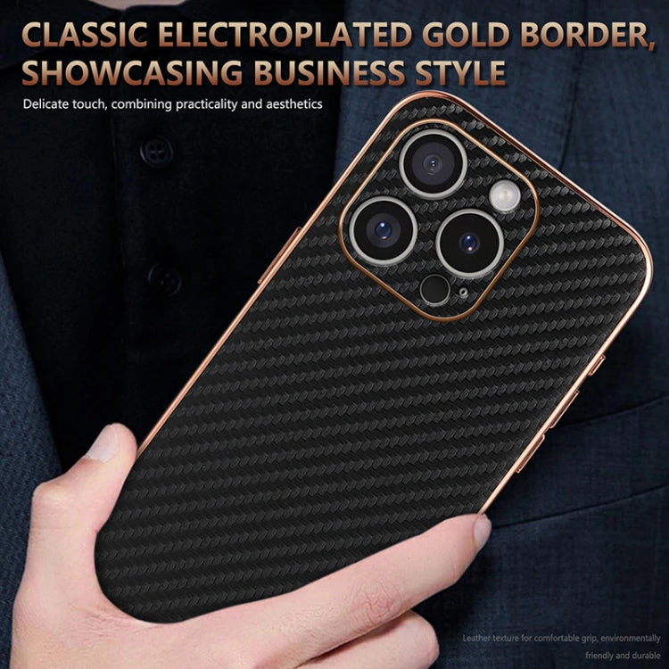 For iPhone 16 Pro Max AZNS Electroplated Edge Carbon Fiber Texture Phone Case(Brown) - iPhone 16 Pro Max Cases by AZNS | Online Shopping South Africa | PMC Jewellery | Buy Now Pay Later Mobicred