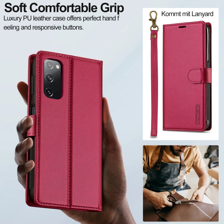 For Samsung Galaxy S20 FE 5G LC.IMEEKE L2 Series Detachable Magsafe PU Phone Case with Lanyard(Red) - Galaxy Phone Cases by LC.IMEEKE | Online Shopping South Africa | PMC Jewellery | Buy Now Pay Later Mobicred