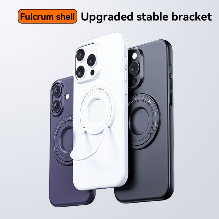 For iPhone 16 Pro Max Matte Magsafe Magnetic Phone Case with Trolley Holder(White) - iPhone 16 Pro Max Cases by PMC Jewellery | Online Shopping South Africa | PMC Jewellery | Buy Now Pay Later Mobicred