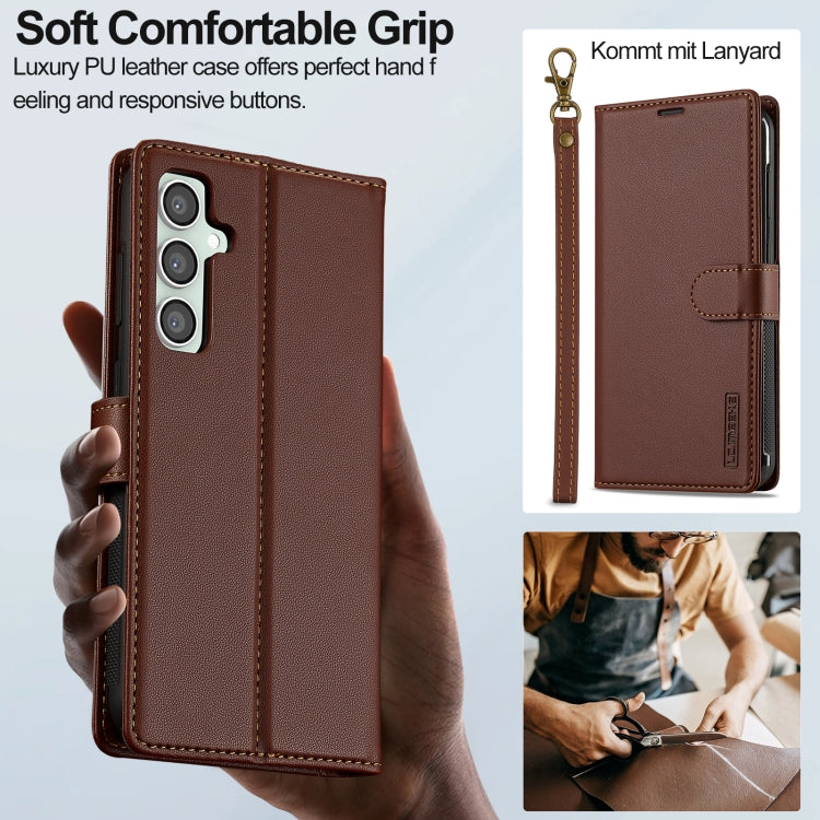 For Samsung Galaxy A55 5G LC.IMEEKE L2 Series Detachable Magsafe PU Phone Case with Lanyard(Brown) - Galaxy Phone Cases by LC.IMEEKE | Online Shopping South Africa | PMC Jewellery | Buy Now Pay Later Mobicred